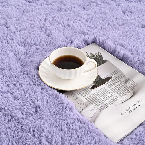 Miniatura 8 de Alfombras de pasillo color lavanda para dormitorio, sala de estar, 2 x 6 pies, alfombras de noche esponjosas, alfombra suave y lanuda para A-Violeta