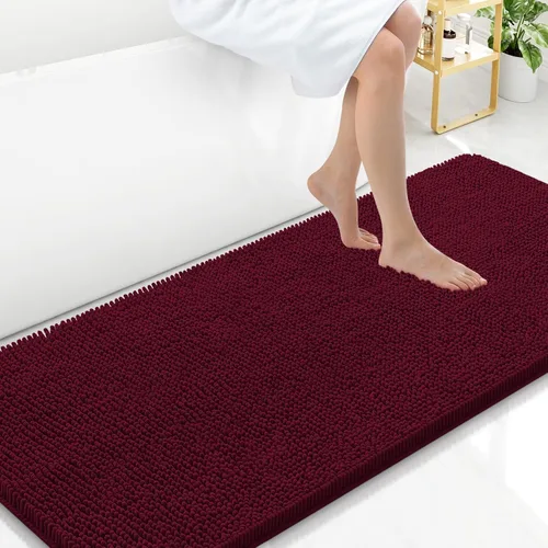Miniatura 91 de Arotive Alfombras de baño de felpilla extrasuaves y absorbentes, de 24 x 16 pulgadas, lavables a máquina, parte trasera de goma antideslizante
