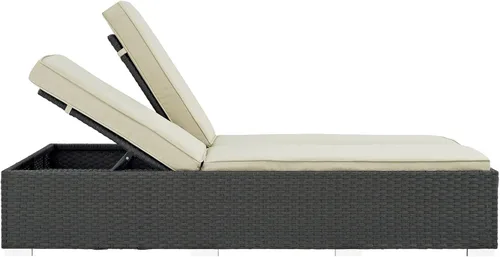 Miniatura 4 de Modway Sojourn - Tumbona doble de mimbre para patio al aire libre, color beige chocolate