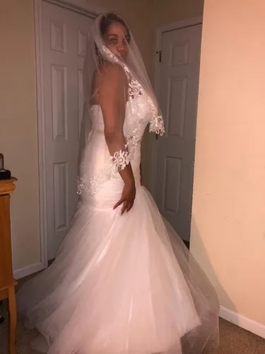 Miniatura 15 de Vestido de novia formal sin tirantes con encaje, largo de sirena para mujer 2019 WD162