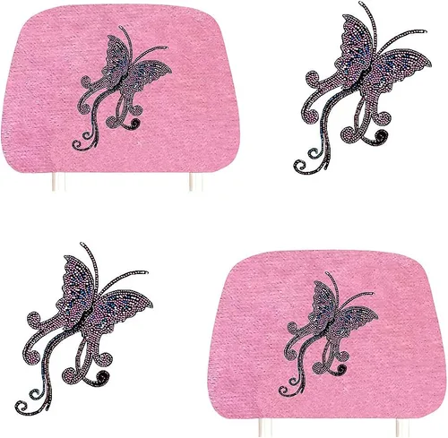 Miniatura 7 de ALLBrand Fundas universales para reposacabezas de asiento de automóvil, camión, con diamantes de imitación, color rosa, paquete de 2