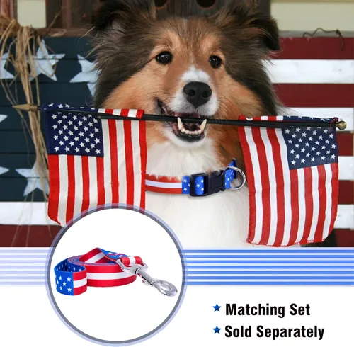 Miniatura 5 de Native Pup Collar de perro con bandera estadounidense, rojo, blanco y azul, collares patrióticos para el 4 de julio, Estados Unidos, para perros