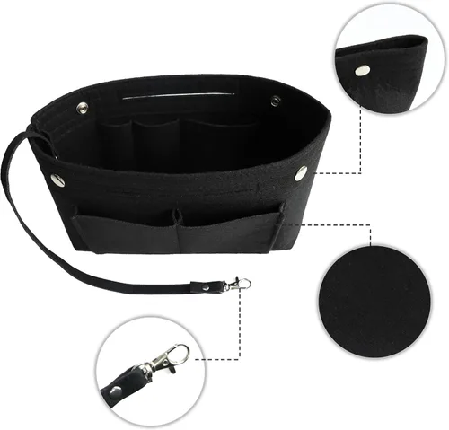 Miniatura 3 de MISIXILE Organizador de fieltro para bolso de mano, organizador de bolsa de mano, se adapta a Speedy Neverfull con asas y llavero, Negro