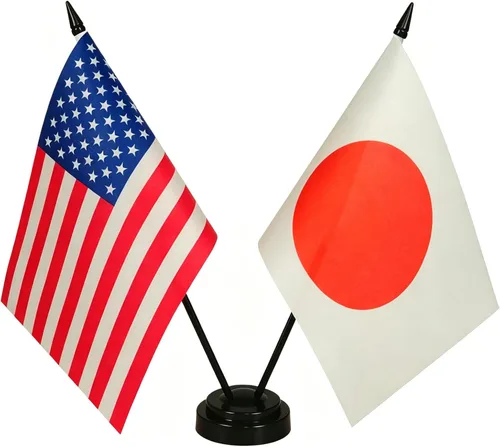 Bandera de escritorio de la amistad de Estados Unidos y Japón, banderas japonesas para exhibición de habitación, juego de banderas de escritorio