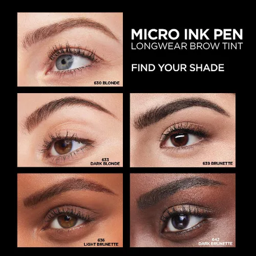 Miniatura 6 de L'Oreal Paris Micro Ink Pen de Brow Stylist, tinte de cejas de larga duración, efecto similar al cabello, hasta 48 horas de uso, punta de peine