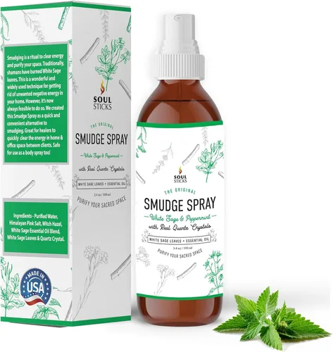 Miniatura 16 de SOUL STICKS Spray de Palo Santo y Sándalo para Limpieza y Energía Negativa Spray de Palo Santo 3.5oz con Cristales de Cuarzo Reales Spray