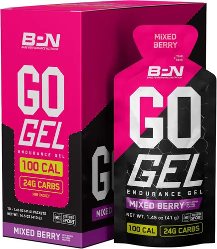Miniatura 8 de BARE PERFORMANCE NUTRITION, BPN Go Gel Endurance, 24g de hidratos de carbono y 100 calorías por paquete, gel para correr vegano + sin gluten, 10