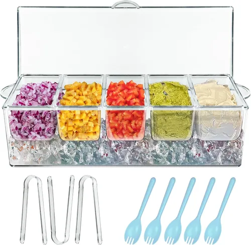 Miniatura 9 de INNOVATIVE LIFE Cuenco refrigerado para servir con base enfriadora de hielo, cuencos de ensalada helados para fiestas, perfecto para cualquier