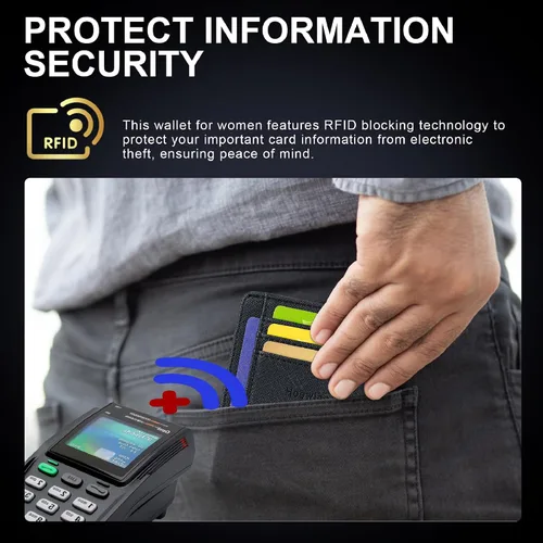 Miniatura 5 de Hoewina Cartera delgada para hombre, bolsillo frontal minimalista con bloqueo RFID, billetera de cuero delgada para tarjetas de viaje, regalos