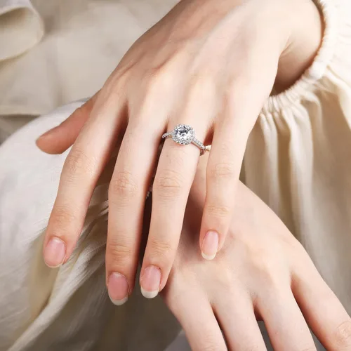 Miniatura 3 de Anillos de compromiso de plata de ley 925 de 1.2 quilates para mujer, anillos de compromiso de circonita cúbica de corte cojín para ella, talla 4-12