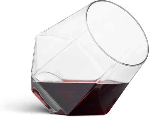 Miniatura 5 de Munfix Copas de vino de plástico sin tallo, paquete de 32 – en forma de diamante, irrompibles, desechables, de 12 onzas, de plástico transparente