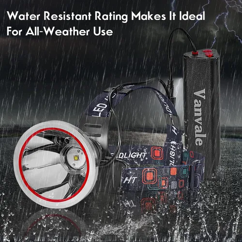 Miniatura 5 de Linterna frontal LED recargable de alta potencia, IPX4 impermeable con cargador, lámpara de caza de larga duración para correr, pesca, campamento