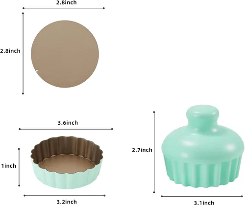 Miniatura 2 de Juego de mini sartenes para tartas, 6 sartenes de 3.6 pulgadas con parte inferior extraíble y manipulador de tartas, sartén extra profunda de 1