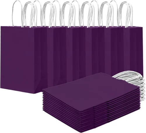 Miniatura 27 de qiqee 24 bolsas de regalo pequeñas con asas a granel de 8.3 x 6 x 3 pulgadas, bolsas de regalo amarillas brillantes, múltiples usos (tamaño pequeño)