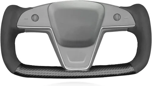 Miniatura 25 de MEWANT Funda de Volante de Athsuede con Costura Manual en Negro 9040 para Tesla Model S Yoke 2021-2023 Model X 2021-2023
