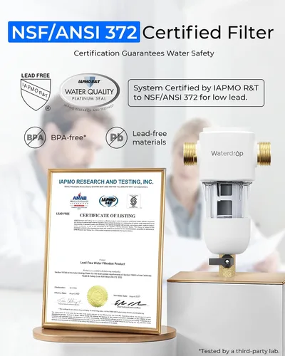 Miniatura 3 de Waterdrop Filtro de sedimentos giratorio, sistema de filtro de agua reutilizable para toda la casa, sistema de prefiltro lavable para agua