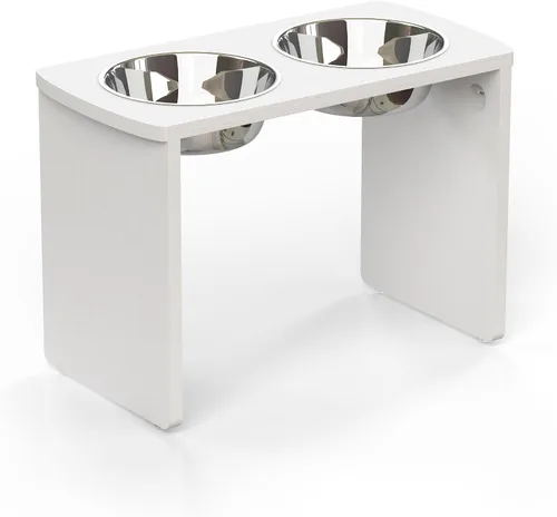 Miniatura 23 de Cuencos elevados para perros, cuenco elevado de bambú para perros y gatos pequeños, con 2 cuencos de acero inoxidable