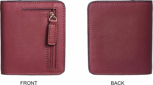 Miniatura 5 de Gostwo - Cartera compacta de piel genuina de lujo para mujer con bloqueo de RFID y ventana de identificación