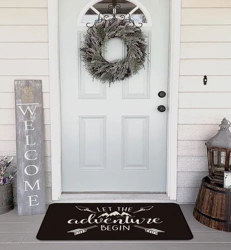 Miniatura 4 de Tapete para puerta de campamento, 30 x 17 pulgadas, para interiores, regalos de cámper, decoraciones de caravana, color negro, deja que la aventura