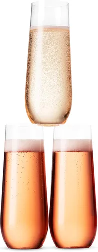 Miniatura 5 de Munfix Paquete de 48 copas de champán de plástico sin pie desechables de 9 onzas, vasos de champán transparentes, irrompibles, reciclables y sin BPA