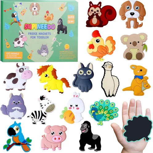 Miniatura 14 de SUPINEEDO Imanes de Nevera para Niños, Imanes de Nevera de Animales para Niños Pequeños de 1 a 3 años, Imán de Respaldo Completo para Bebés, Lindos