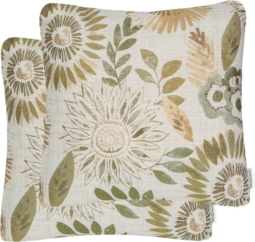 Miniatura 9 de Mika Home Paquete de 2 fundas de cojín rectangulares decorativas oblongas para silla, patrón de girasol, 12 x 20 pulgadas, color azul crema