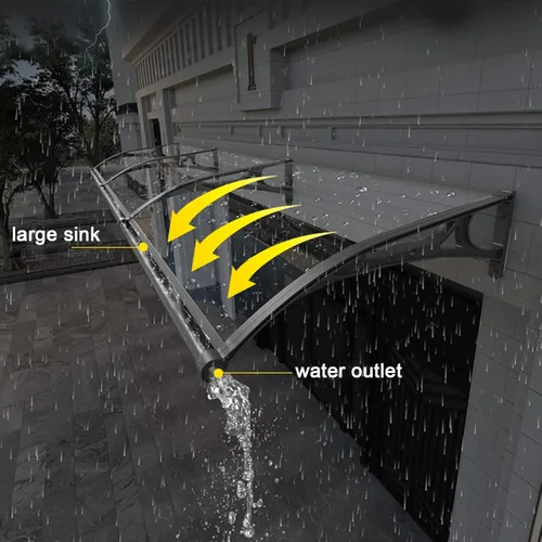 Miniatura 2 de Toldo para ventana de puerta delantera con fregadero grande de aleación de aluminio, cubierta de nieve para lluvia, toldo de entrada, cubierta