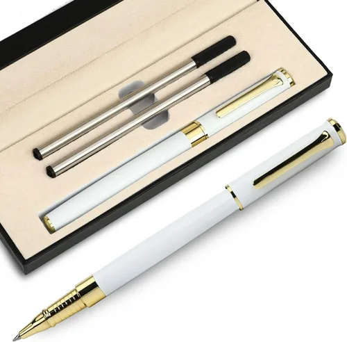 Miniatura 10 de YIVONKA Bolígrafo de lujo, línea de recambio negra, ancho de 0.02 pulgadas, el mejor regalo de bolígrafo de oficina para hombres y mujeres, Negro