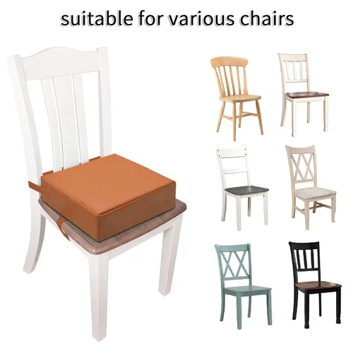 Miniatura 6 de Asiento elevador infantil para mesa de comedor, de PU lavable con dobles correas seguras, fondo antideslizante, asiento elevador para comedor