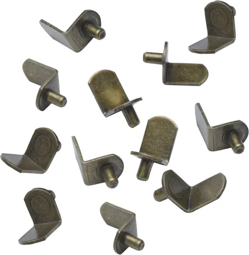 Miniatura 3 de Juego de 25 clavijas de soporte estilo soporte para gabinete de 0.197 in Clips en "L" para cocina y estantería Latón antiguo