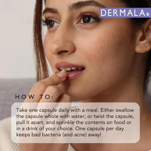 Miniatura 5 de Dermala #FOBO SUPPLEMEANT to Be - Suplemento para el acné Todos los prebióticos diarios naturales, vitaminas y vitaminas para la piel con zinc