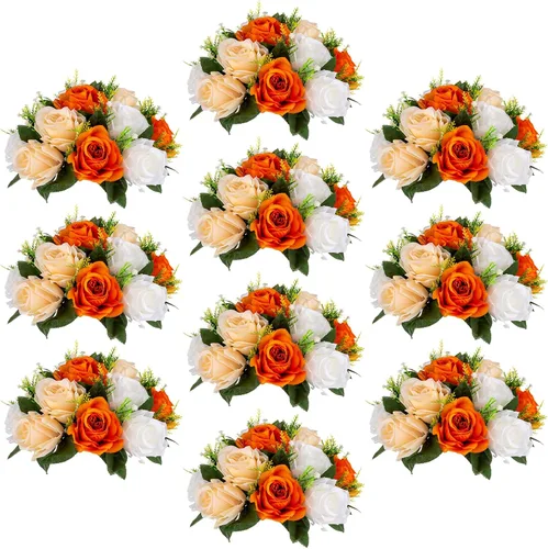 Miniatura 17 de Sziqiqi - 2 flores artificiales, flores de seda, 15 tallos para centros de mesa de flores o arreglos colgantes. Blanco puro