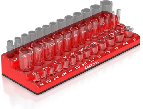 Miniatura 15 de Olsa Tools - Organizador magnético de llaves de vaso (accionamiento de 1/2 pulgada, 3 filas) - Organizador de herramientas magnético y soporte