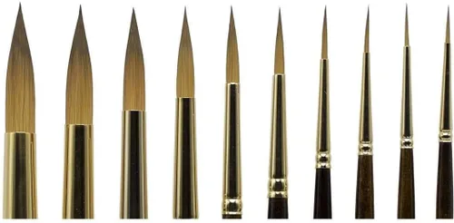 Miniatura 8 de KINGART 1010C Premium 10 Pc. / Tamaños Finesse Serie 8020 Ultra Round Juego de pinceles para acuarela, mezcla sintética Kolinsky Sable, mango corto