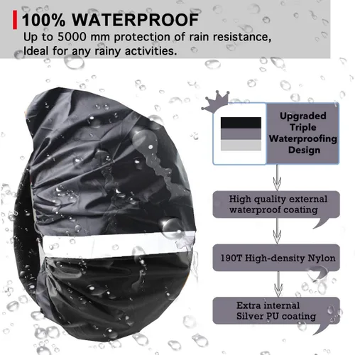 Miniatura 3 de Frelaxy Funda para Mochila de Alta Visibilidad con Tira Reflectante, 100% Impermeable, Funda de Mochila Ultraligera, Bolsa de Almacenamiento, Correa