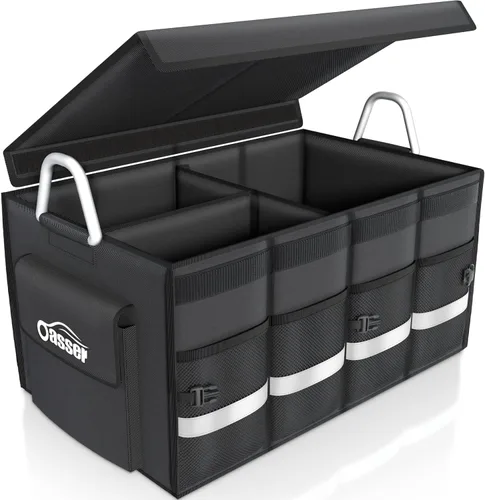 Oasser Organizador de maletero, organizador de carga, organizador de almacenamiento para maletero, impermeable, plegable, duradero,