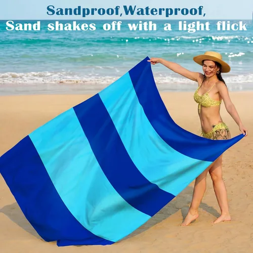 Miniatura 26 de Famstar Beach Blanket Oversized Extra Large 78"X81"/10'X9',Waterproof Sandproof Beach Blanket 2-8 Adults Lightweight Durable for Travel Camping