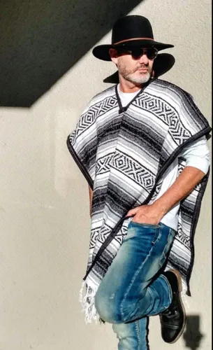 Miniatura 7 de Del Mex Poncho clásico de manta mexicana