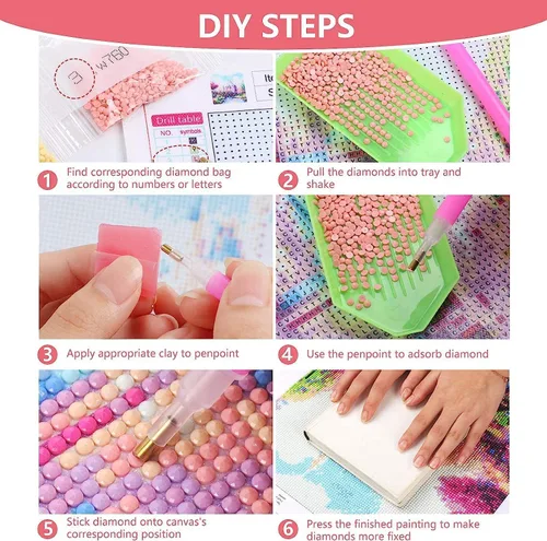 Miniatura 5 de Yunnuo Kits de pintura de diamantes de paisaje para adultos, kits de arte de diamantes 5D DIY, paisajes, puntos de diamantes aurora, luces