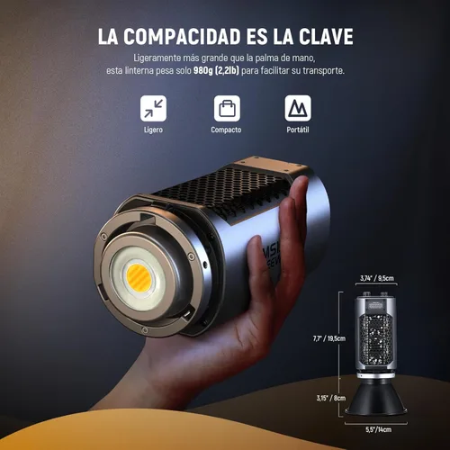 Miniatura 3 de NEEWER MS150B 130W Luz de vídeo LED bicolor, iluminación de fotografía portátil mini COB con control de aplicación, modo 2.4G, montaje Bowens