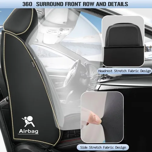 Miniatura 6 de DISUTOGO Juego completo de fundas de asiento de automóvil para Toyota Avalon 2001-2025 2026, de piel sintética, impermeables, compatibles con bolsa