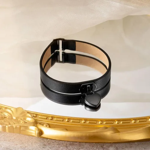 Miniatura 5 de MVMT Pulsera Heartlock de cuero para mujer
