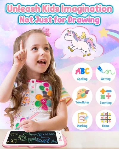 Miniatura 4 de Tableta de escritura LCD para niños, tableta de dibujo colorida de 8.5 pulgadas, juguete de unicornio para niñas y niños de 3, 4, 5, 6, 7, 8 años