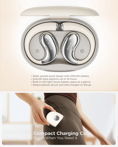 Miniatura 5 de Micool Auriculares deportivos de oreja abierta Bluetooth 6.0, auriculares inalámbricos con clip con tiempo de reproducción de 36 horas para correr