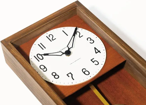 Miniatura 4 de Reloj de pared con péndulo, reloj de escritorio japonés hecho a mano con madera maciza de haya, roble y nogal, sin tictac, funciona