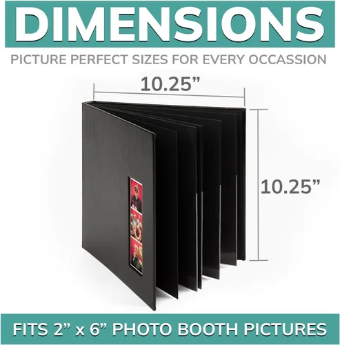 Miniatura 2 de PBF - Álbum de fotos para cabina de fotos, libro de invitados con insertos de imagen transparentes de 2 x 6, cubierta negra con fundas de plástico