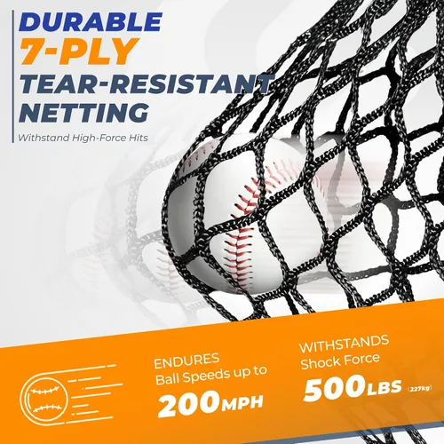 Miniatura 3 de 7 x 7 ft Baseball Net, Baseball Softball Batting Net for Practice Hitting Pitching Fielding, Quick Setup, Portable, with Carry Bag, 4 Ground Stakes