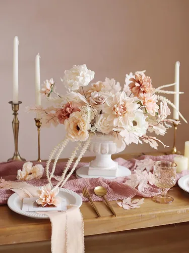 Miniatura 3 de MISSPIN Juego de flores artificiales para bricolaje, ramo de rosas falsas, flores para novia, boda, centro de mesa, decoración de mesa, bohemio