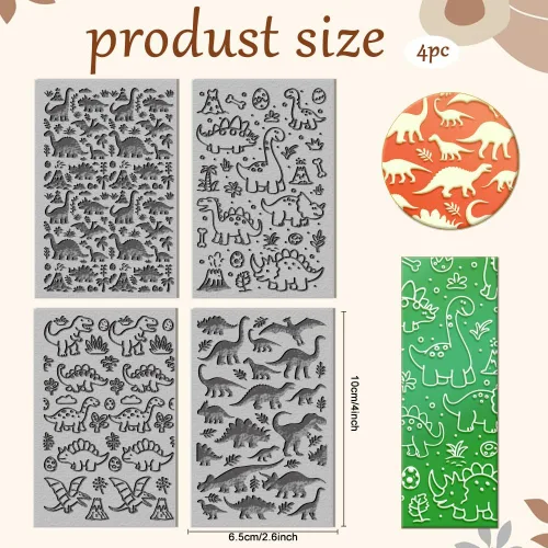 Miniatura 2 de CHGCRAFT 4 hojas de textura de arcilla de dinosaurios, patrón de volcanes, hojas de textura de arcilla polimérica, herramientas de bricolaje