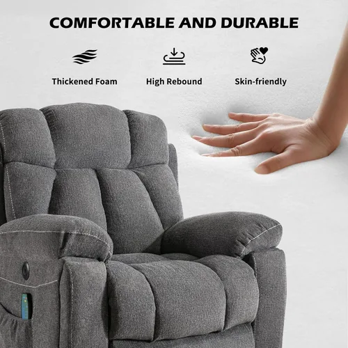 Miniatura 8 de IOMOR Silla reclinable grande para personas mayores con masaje y calor, sofá reclinable eléctrico con 2 portavasos, bolsillo lateral y puerto